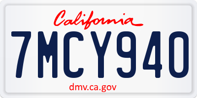 CA license plate 7MCY940