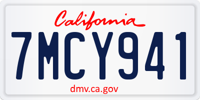 CA license plate 7MCY941