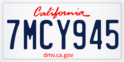 CA license plate 7MCY945