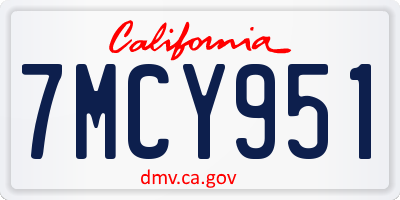 CA license plate 7MCY951