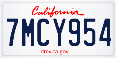 CA license plate 7MCY954