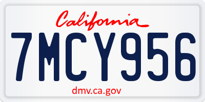 CA license plate 7MCY956