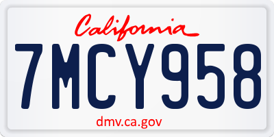 CA license plate 7MCY958