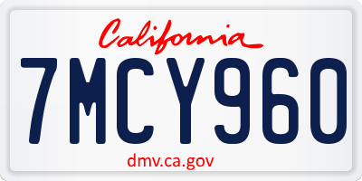 CA license plate 7MCY960