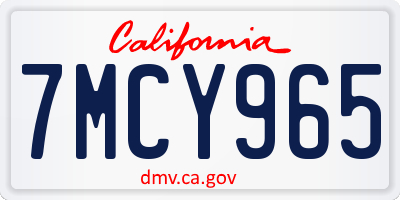 CA license plate 7MCY965