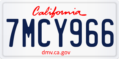 CA license plate 7MCY966