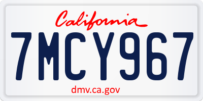 CA license plate 7MCY967