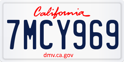 CA license plate 7MCY969