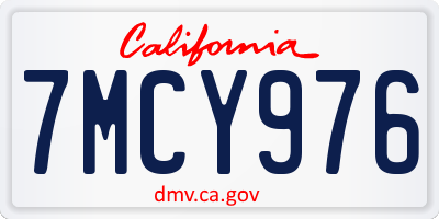 CA license plate 7MCY976
