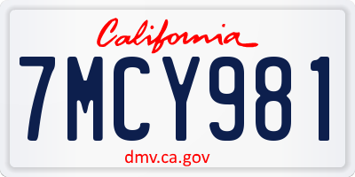 CA license plate 7MCY981