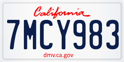 CA license plate 7MCY983
