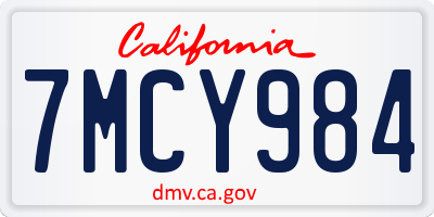 CA license plate 7MCY984