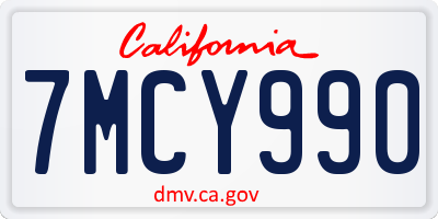 CA license plate 7MCY990