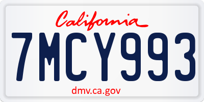 CA license plate 7MCY993