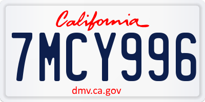 CA license plate 7MCY996