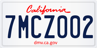 CA license plate 7MCZ002