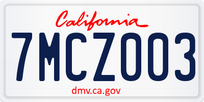 CA license plate 7MCZ003
