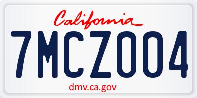 CA license plate 7MCZ004