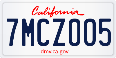 CA license plate 7MCZ005