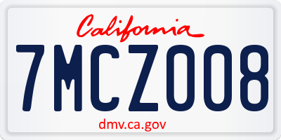 CA license plate 7MCZ008