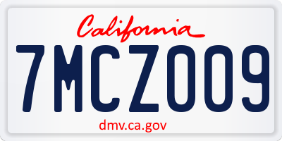 CA license plate 7MCZ009