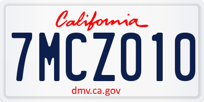 CA license plate 7MCZ010
