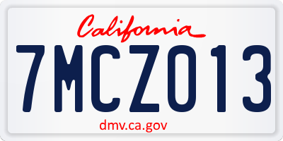 CA license plate 7MCZ013