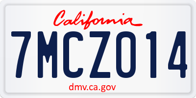 CA license plate 7MCZ014