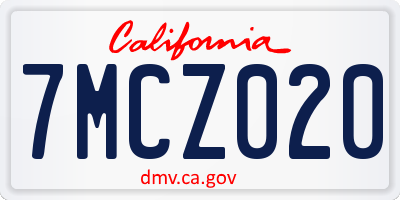 CA license plate 7MCZ020