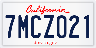 CA license plate 7MCZ021