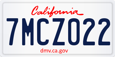 CA license plate 7MCZ022