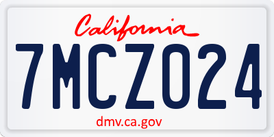 CA license plate 7MCZ024