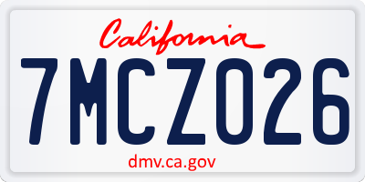 CA license plate 7MCZ026