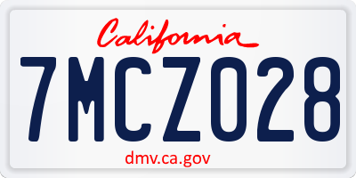 CA license plate 7MCZ028