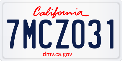 CA license plate 7MCZ031