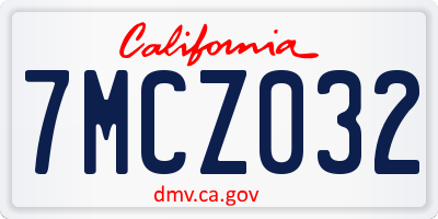 CA license plate 7MCZ032