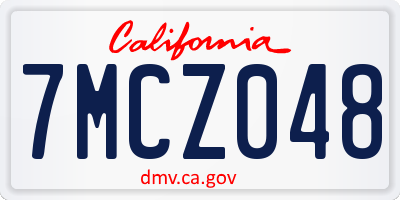 CA license plate 7MCZ048