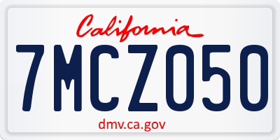 CA license plate 7MCZ050