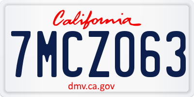 CA license plate 7MCZ063