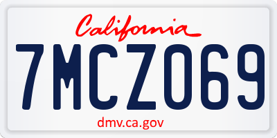 CA license plate 7MCZ069