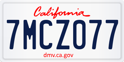 CA license plate 7MCZ077