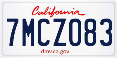 CA license plate 7MCZ083