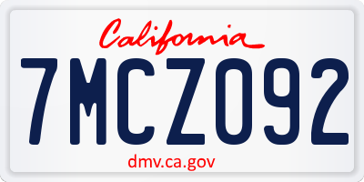 CA license plate 7MCZ092
