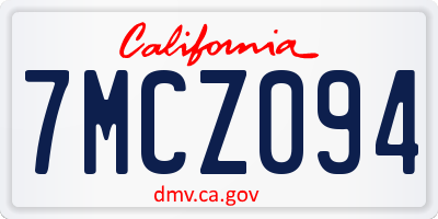 CA license plate 7MCZ094