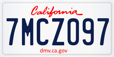 CA license plate 7MCZ097