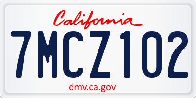 CA license plate 7MCZ102