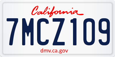 CA license plate 7MCZ109