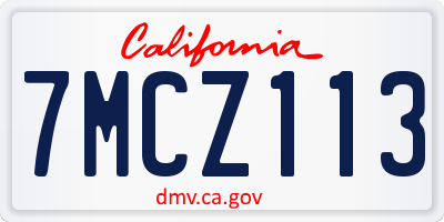 CA license plate 7MCZ113