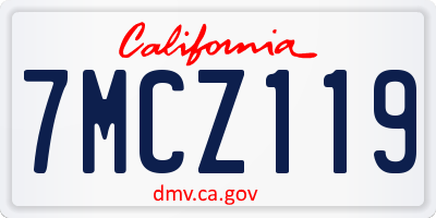 CA license plate 7MCZ119