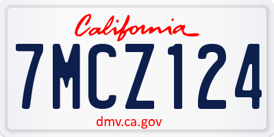 CA license plate 7MCZ124